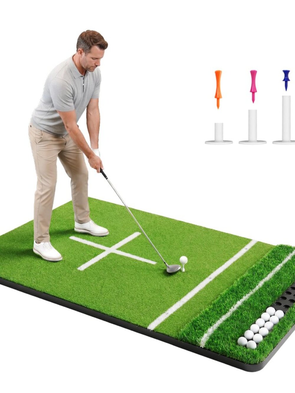 NEW Golf Mat & Hitting 5.2 x 4ft 6 Practice Outdoor / Indoor 21 to 50mm Turf for